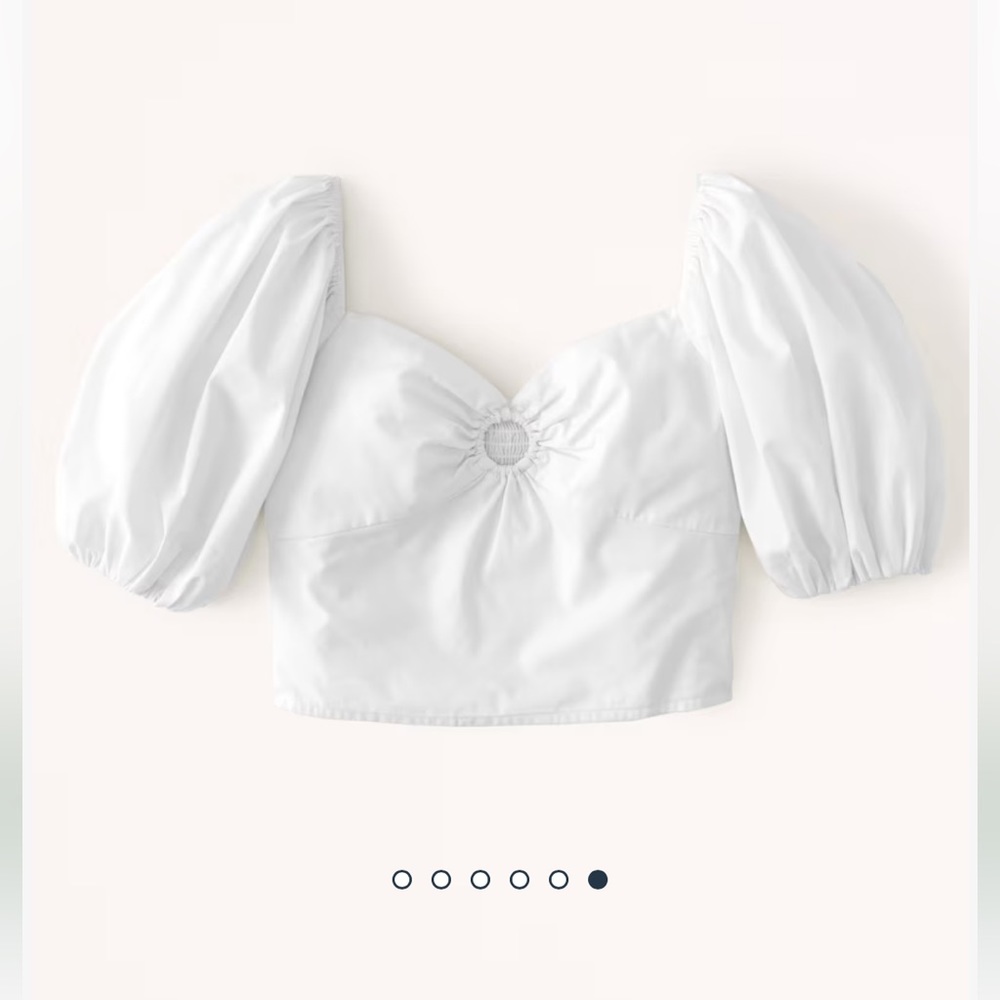 GREEN Abercrombie Puff Sleeve Poplin O-Ring Top